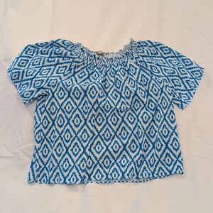 LOFT Blue and White Patterned Top